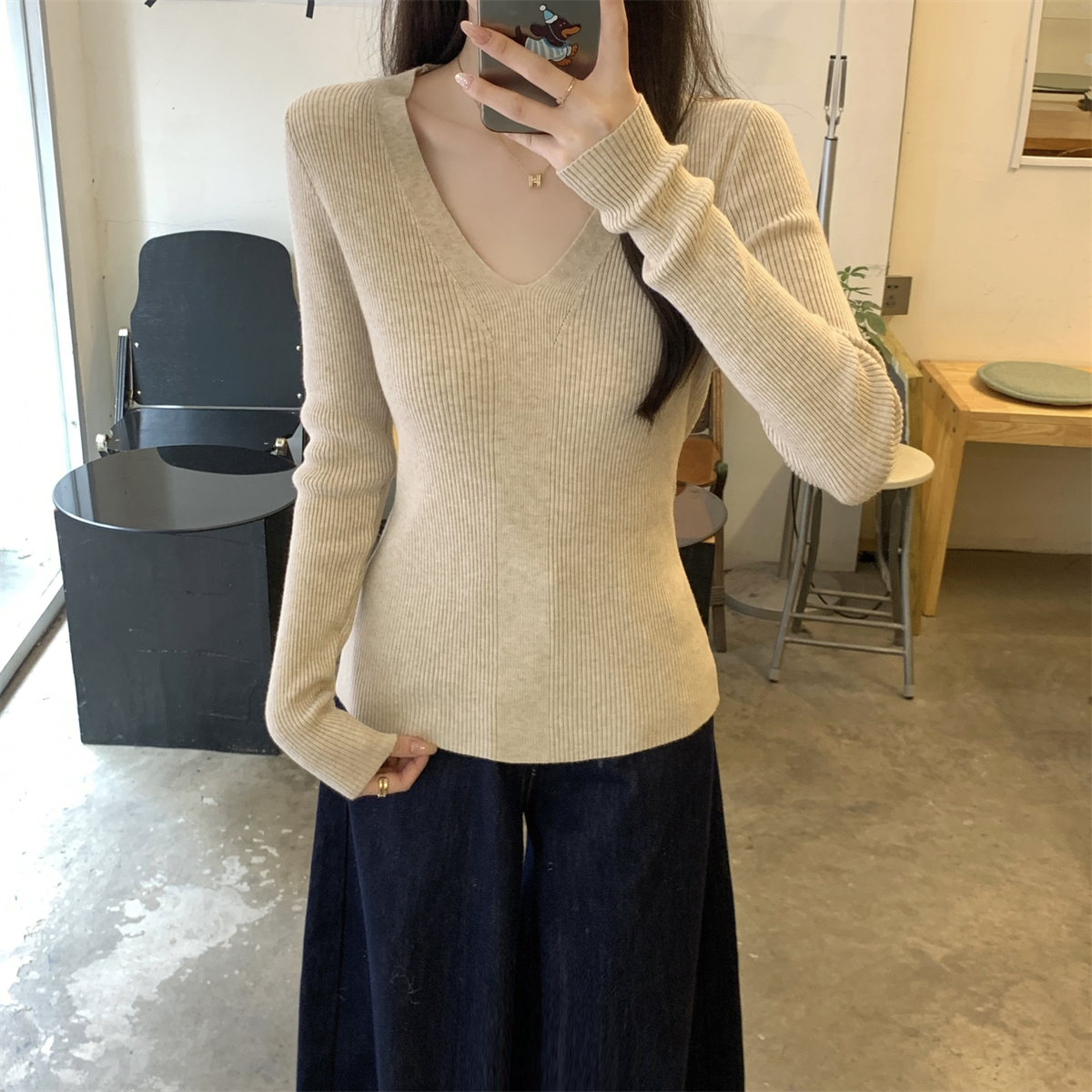 Slim Fit V-Neck Sweater 2