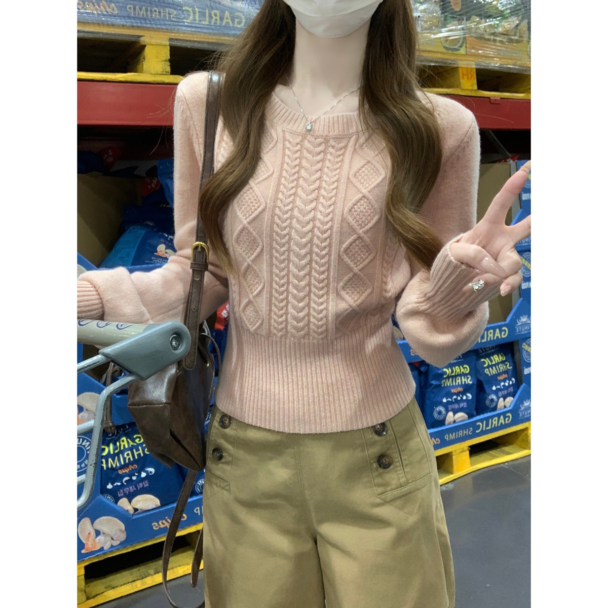 Slim Fit Round Neck Sweater Cable Knit 5