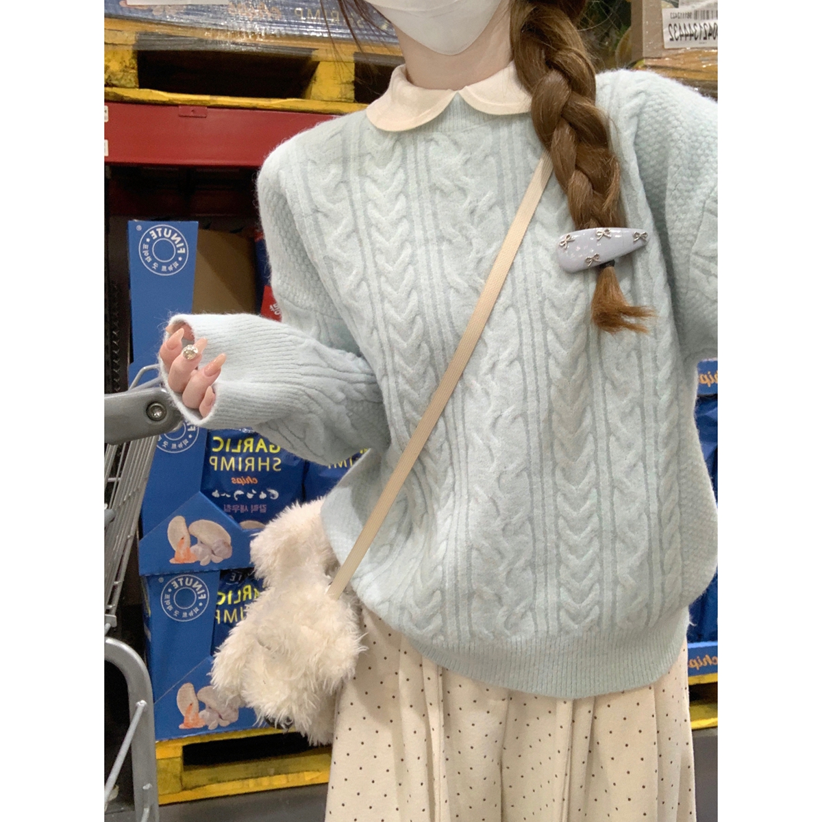 Loose Fit Round Neck Sweater Cable Knit 3