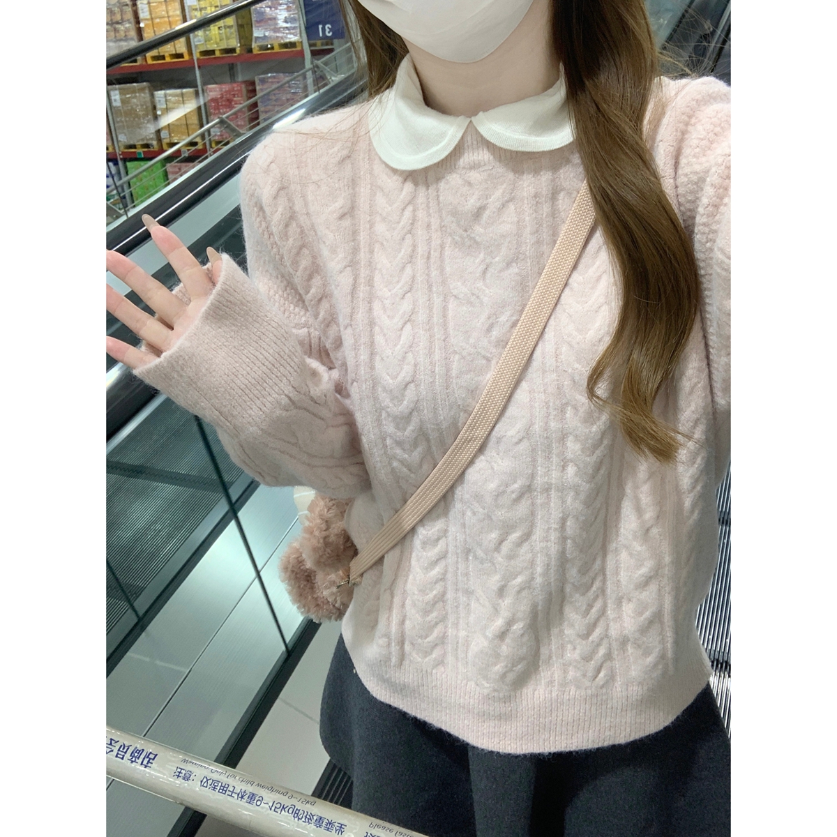 Loose Fit Round Neck Sweater Cable Knit 5